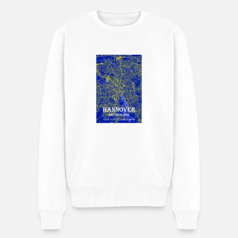 Nachtblaue moderne ästhetische Hannover - Männer Premium Bio Pullover - Weiß