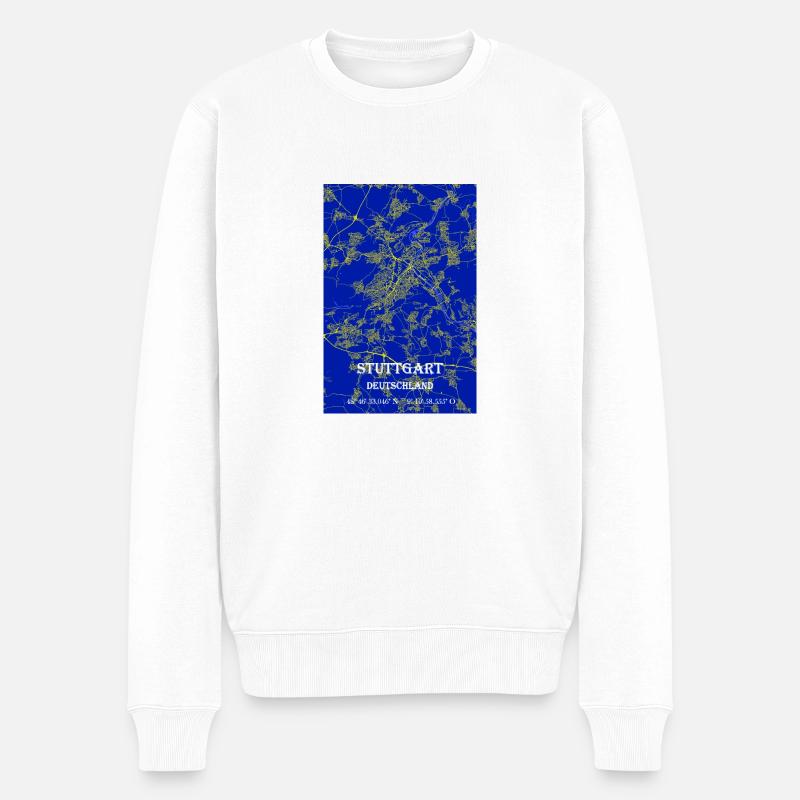 Elegante moderne Stuttgart Stadtkarte - Männer Premium Bio Pullover - Weiß