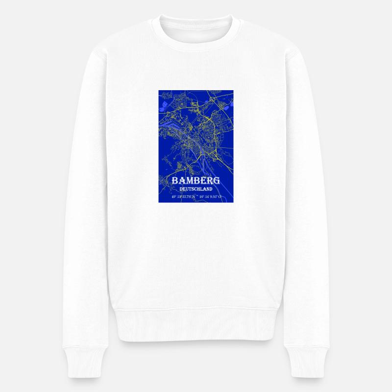 Mystische Bamberg Stadtkarte - Männer Premium Bio Pullover - Weiß