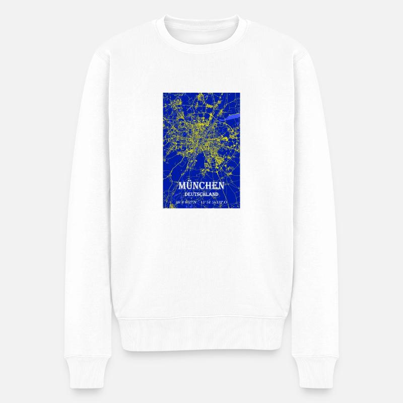 Elegante moderne abstrakte München Stadtkarte - Männer Premium Bio Pullover - Weiß