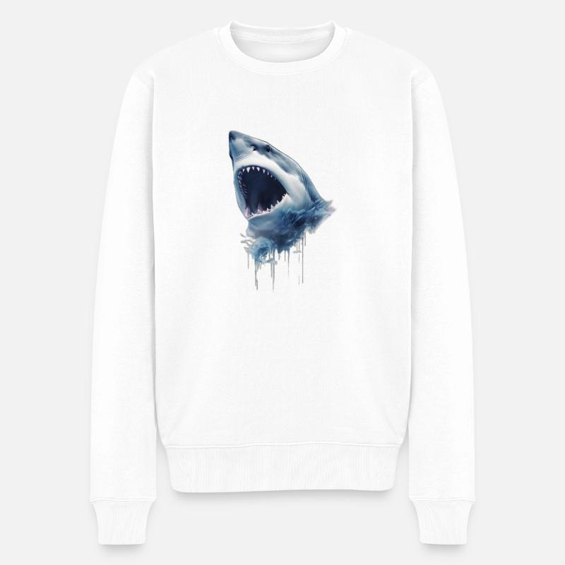 Requin dans l'Océan - Pull Premium bio Homme - blanc
