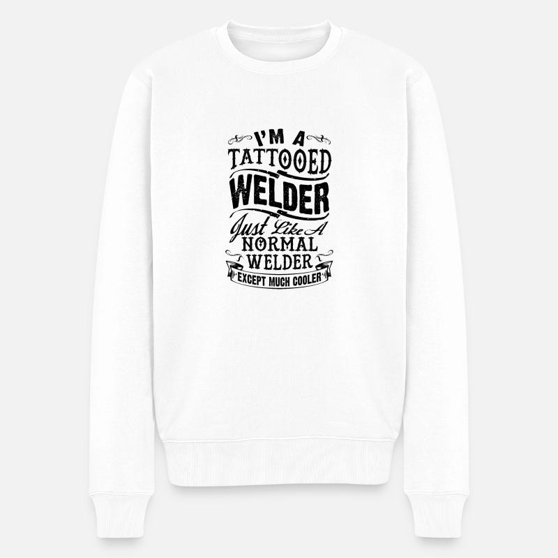 Tätowierter Schweißer - Männer Premium Bio Pullover - Weiß