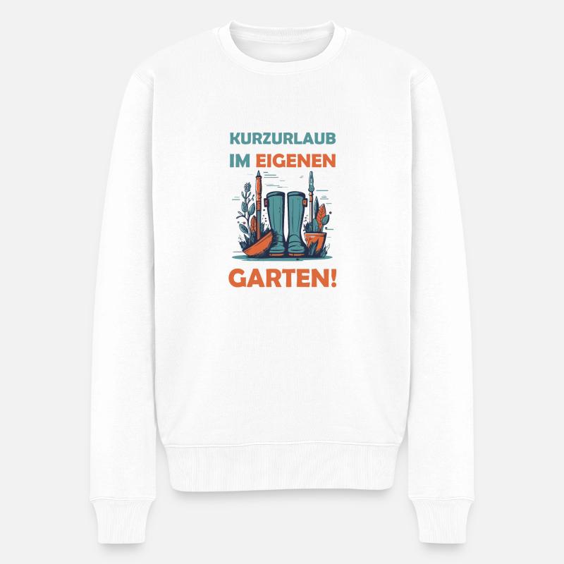 Kurzurlaub im eigenen Garten! - Männer Premium Bio Pullover - Weiß