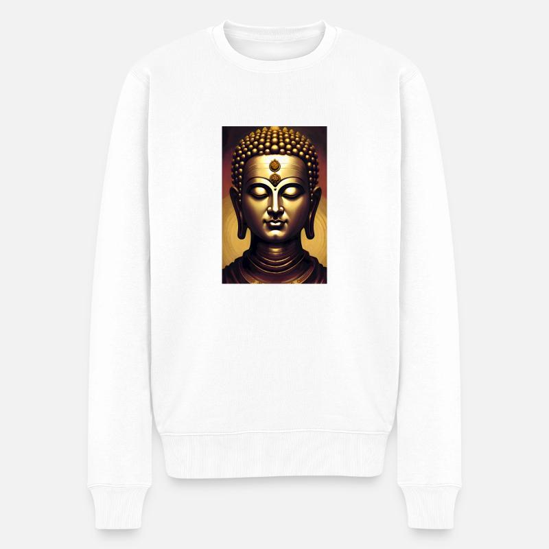 Buddha - Männer Premium Bio Pullover - Weiß