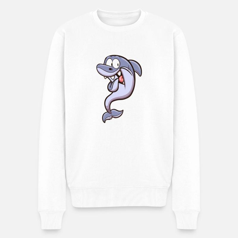 Verängstigter Hai - Männer Premium Bio Pullover - Weiß