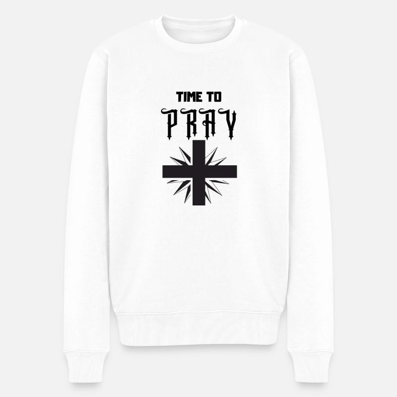 Time to Pray - Männer Premium Bio Pullover - Weiß