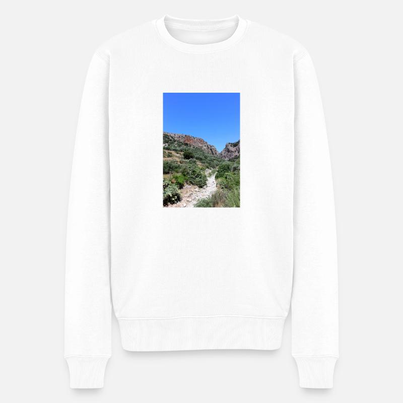 Berg Berge Berglandschaft Poster - Männer Premium Bio Pullover - Weiß