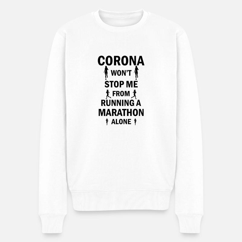 Marathon Running Jogging - Männer Premium Bio Pullover - Weiß