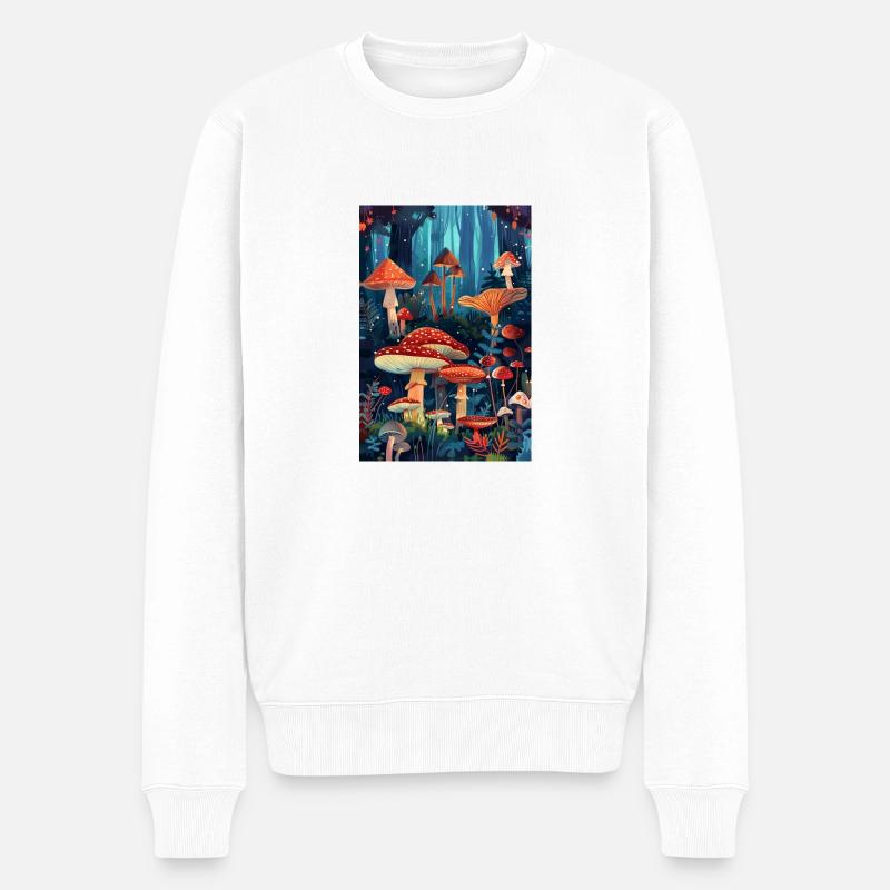 Forêt de champignons | IA - Pull Premium bio Homme - blanc
