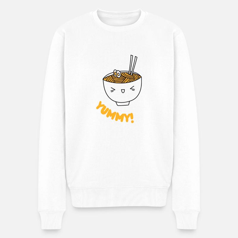 Smiling Ramen Delight - Eine Schale voller Glück - Männer Premium Bio Pullover - Weiß