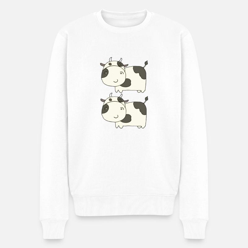Vache double - Pull Premium bio Homme - blanc
