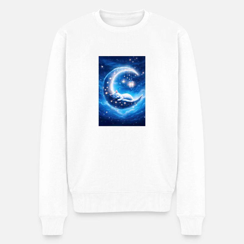 Mondkatzenträume - Männer Premium Bio Pullover - Weiß