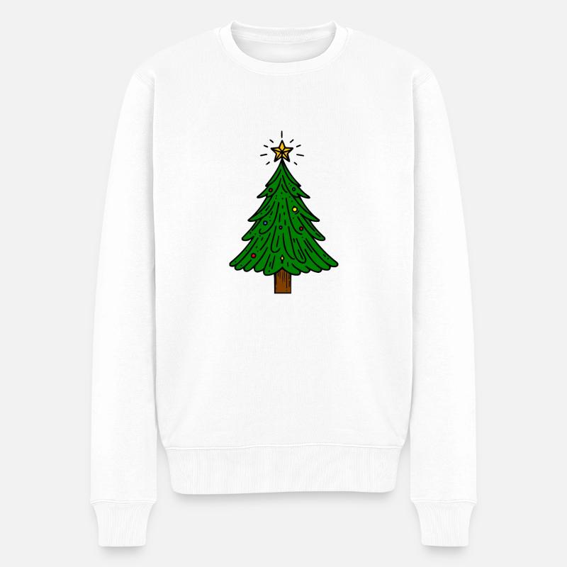 Weihnachtsbaum - Männer Premium Bio Pullover - Weiß