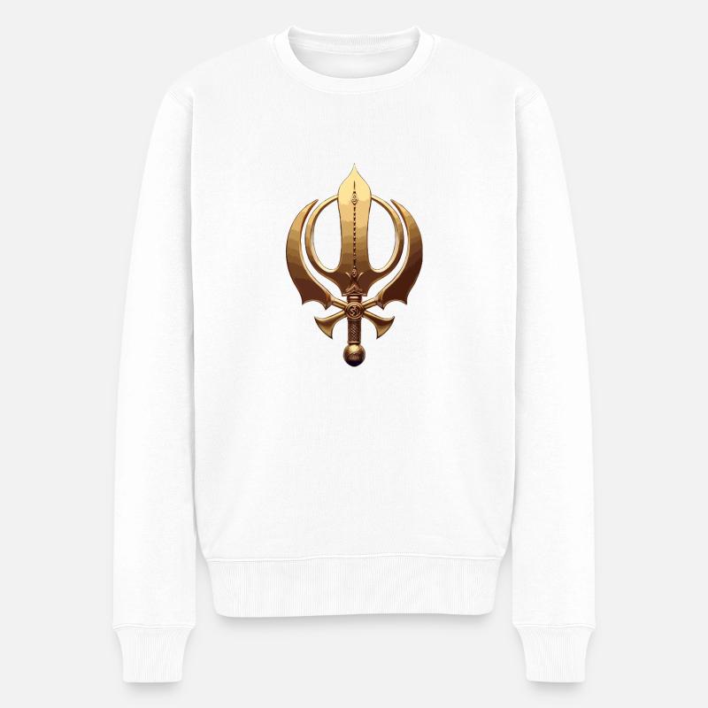 Khanda Sikh - Männer Premium Bio Pullover - Weiß