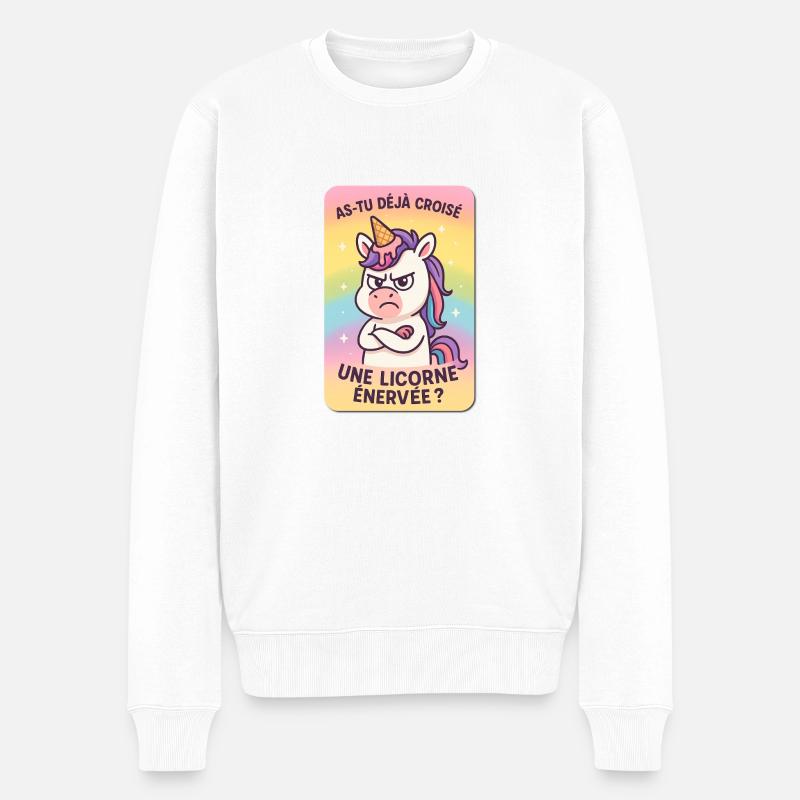 Wütendes Einhorn - Männer Premium Bio Pullover - Weiß