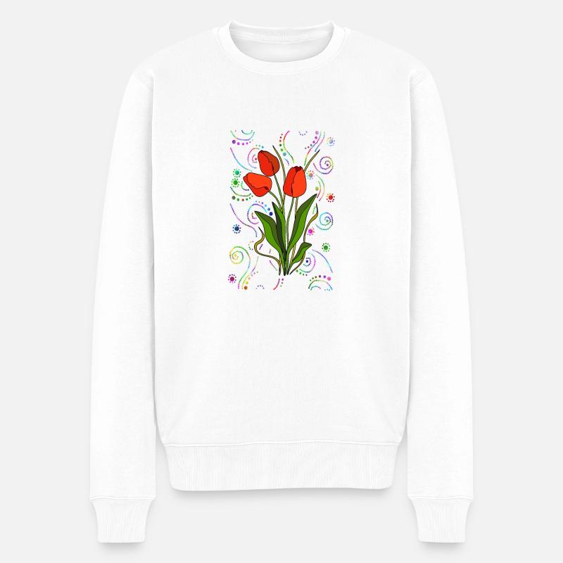 Blumen - Männer Premium Bio Pullover - Weiß