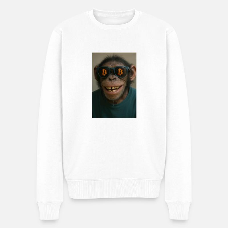Bitcoin meets Monkey Joe - Männer Premium Bio Pullover - Weiß