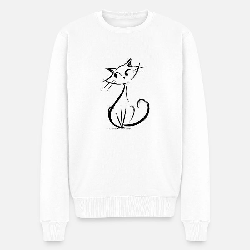 Dessin de chat mignon - Pull Premium bio Homme - blanc