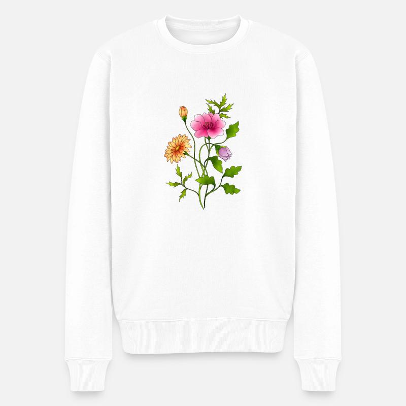 Blumen - Männer Premium Bio Pullover - Weiß