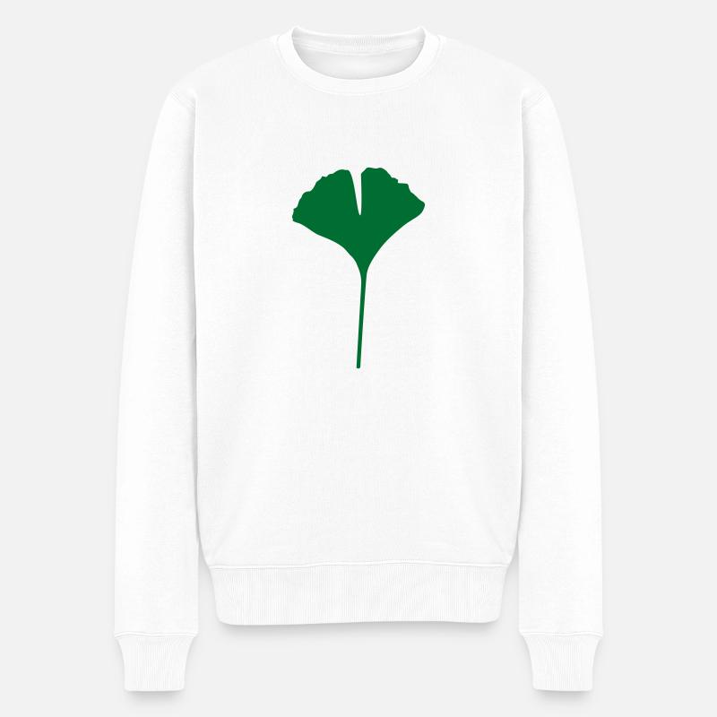ginkgo ginko blatt - Männer Premium Bio Pullover - Weiß