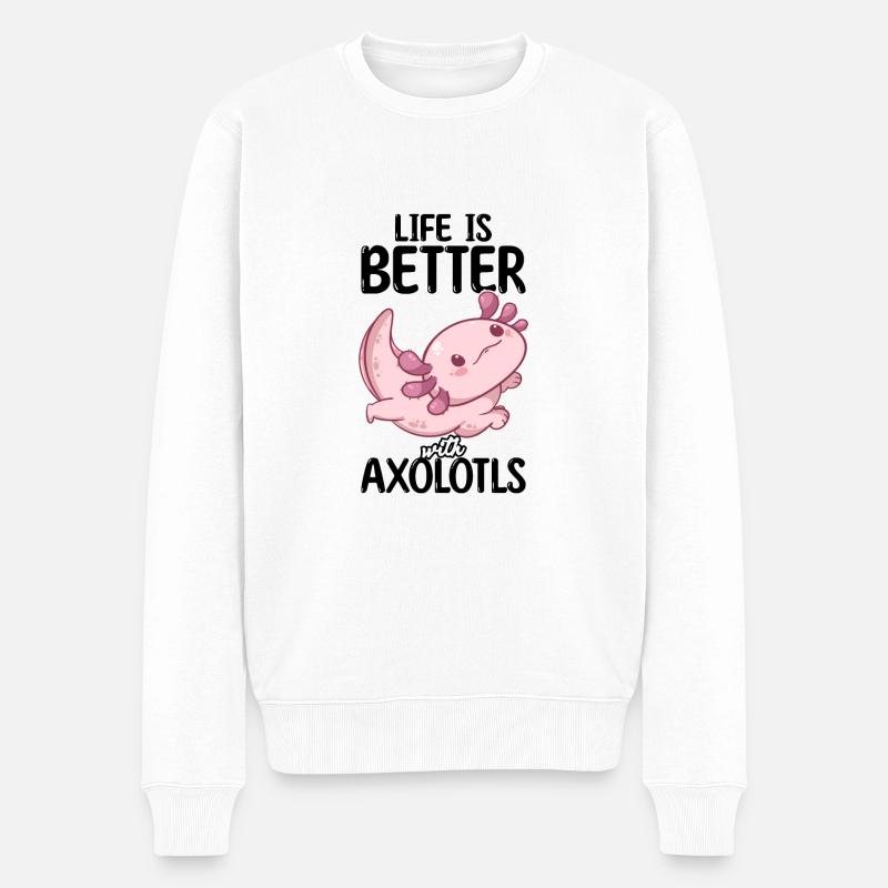 Axolotl - Männer Premium Bio Pullover - Weiß