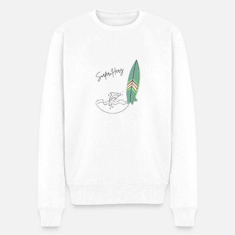 Surfer Herz - Männer Premium Bio Pullover - Weiß