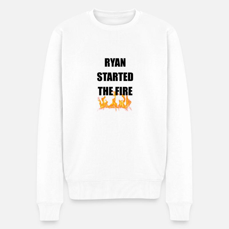 ryan das Feuer - Männer Premium Bio Pullover - Weiß