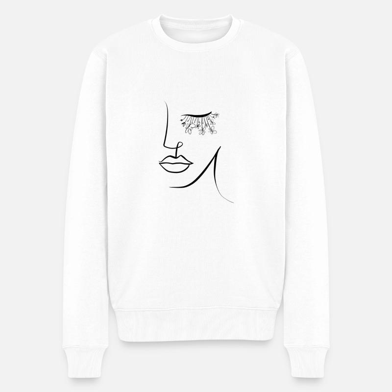 Dessin visage Floral - Pull Premium bio Homme - blanc