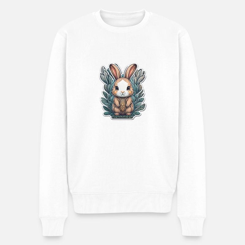 Hase - Männer Premium Bio Pullover - Weiß