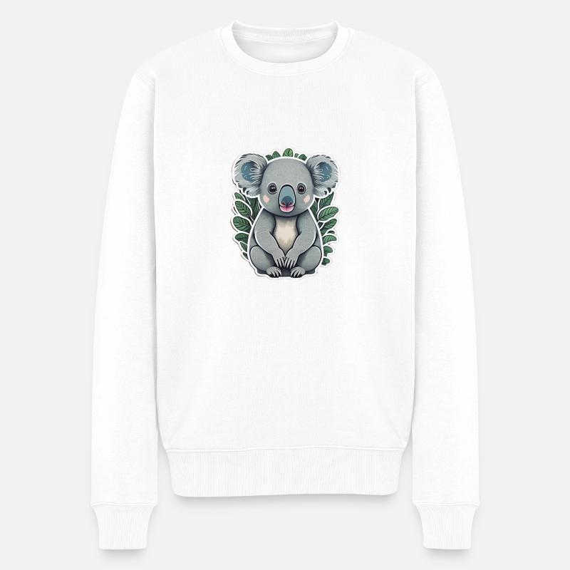 Koala - Männer Premium Bio Pullover - Weiß