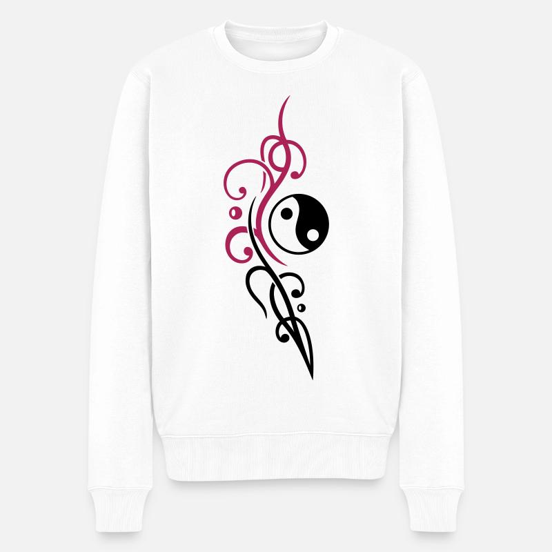 Yin & Yang Symbol mit Tribal - Pull Premium bio Homme - blanc