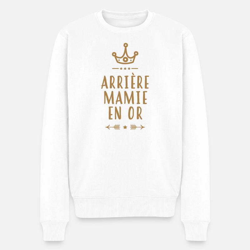 Mamie / Mamy / Grand Mere / Grand-Mère / Bébé - Pull Premium bio Homme - blanc