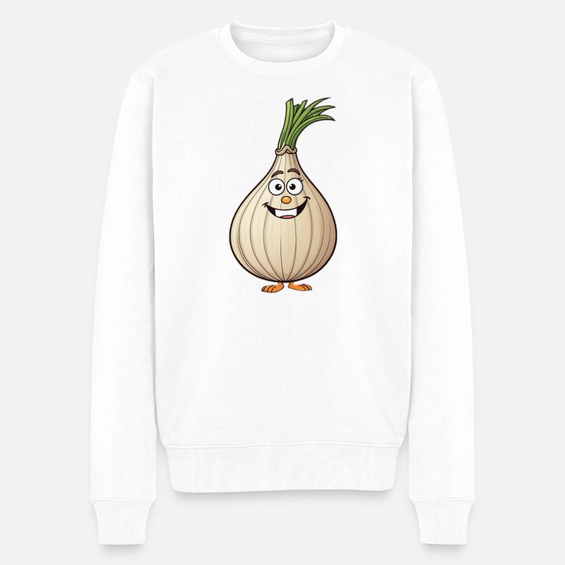 Happy Zwiebel - Männer Premium Bio Pullover - Weiß