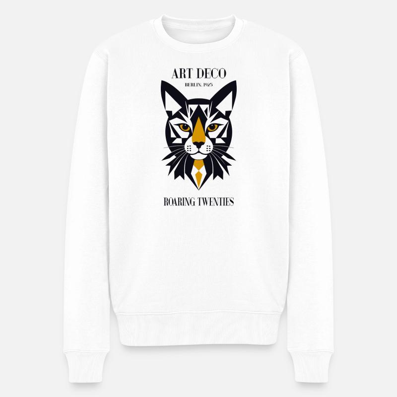 Chat Art Déco - Pull Premium bio Homme - blanc