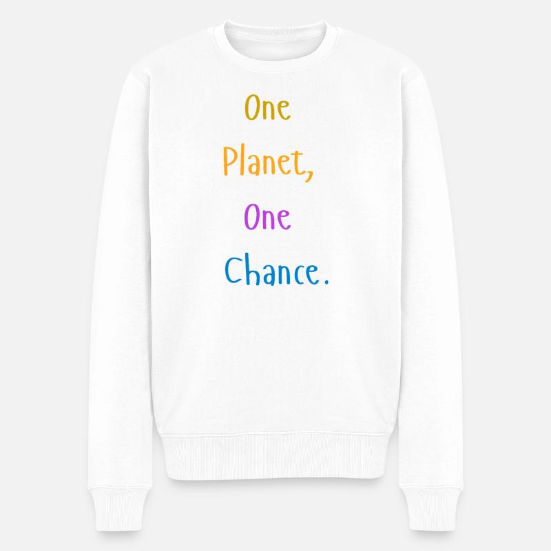 one_planet_one_chance - Männer Premium Bio Pullover - Weiß