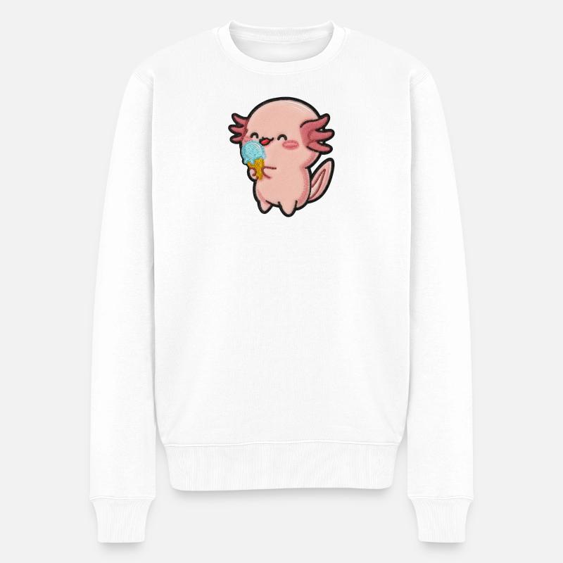 Kleiner Axolotl Eiscreme Spaß - Männer Premium Bio Pullover - Weiß