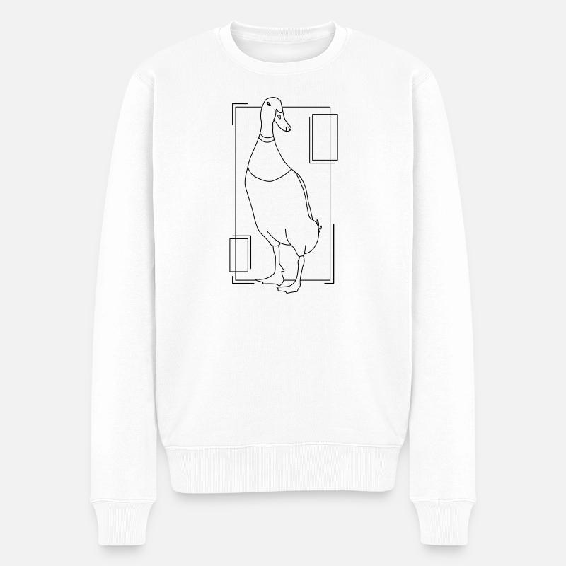 Laufente im geometrischen Design - Männer Premium Bio Pullover - Weiß