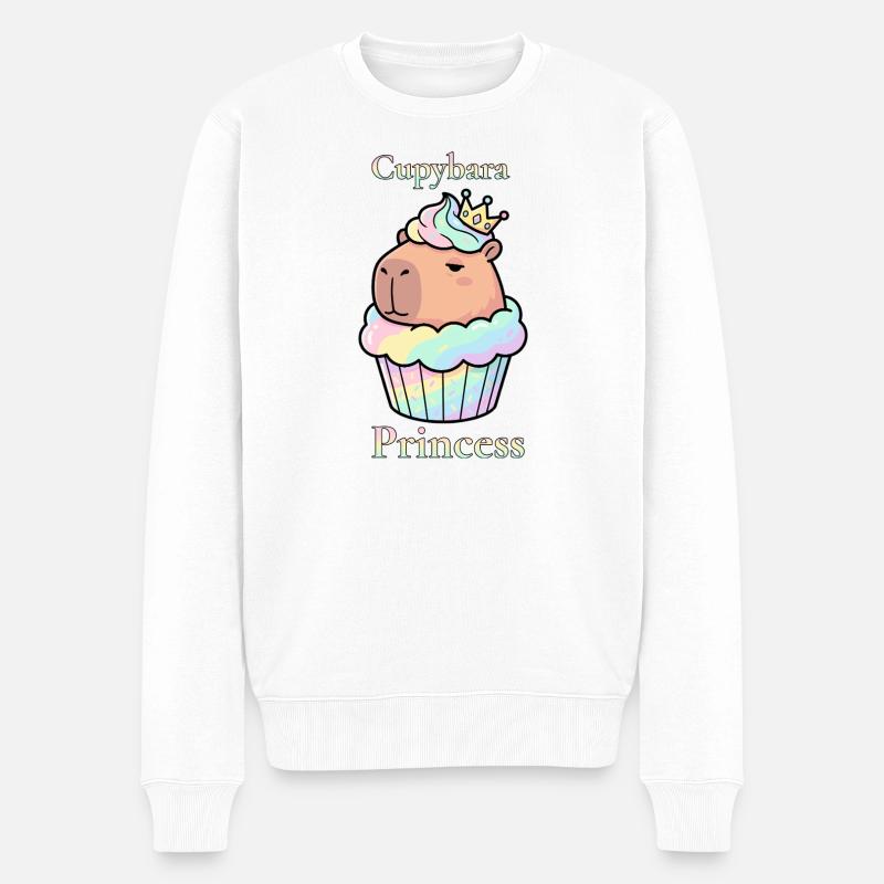 Cupcake Princesse Capybara avec couronne - Pull Premium bio Homme - blanc