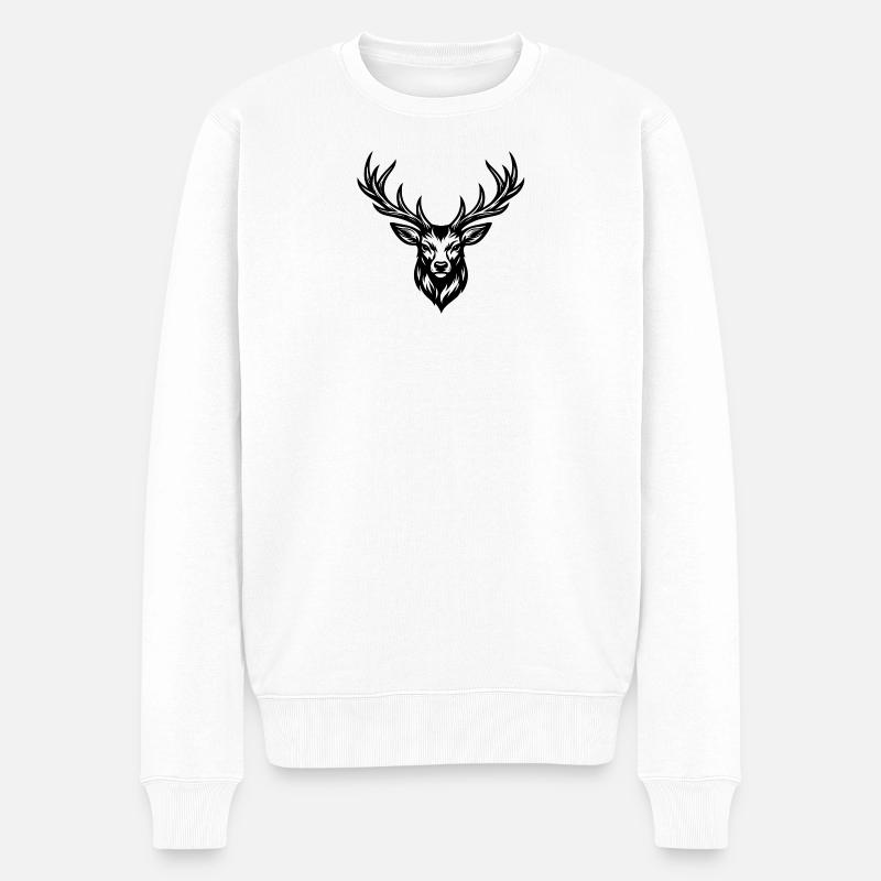Clasic-Hirschgestaltung - Männer Premium Bio Pullover - Weiß