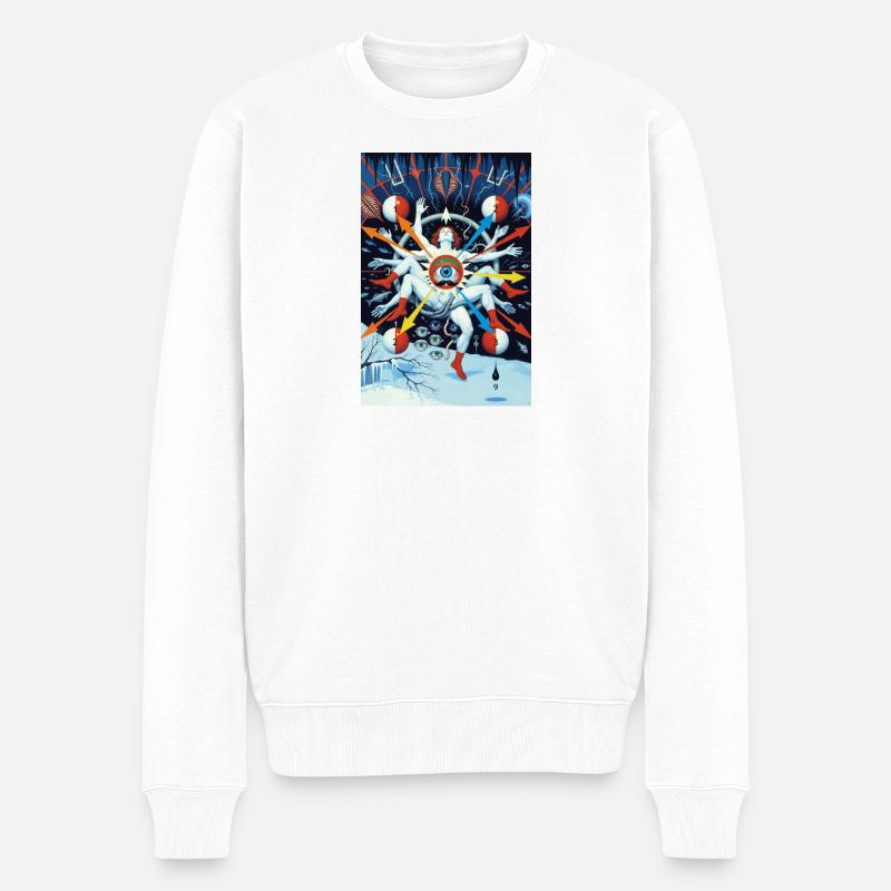 Astral Eye Mandala Surrealismus Wachstablette - Männer Premium Bio Pullover - Weiß