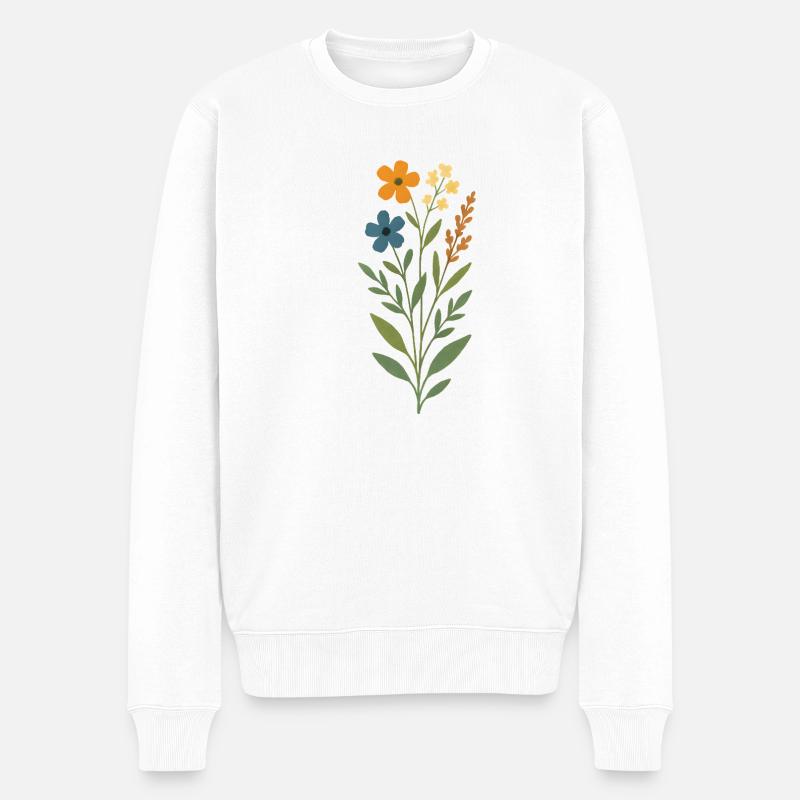 Wasserfarben Blumenstrauss - Männer Premium Bio Pullover - Weiß