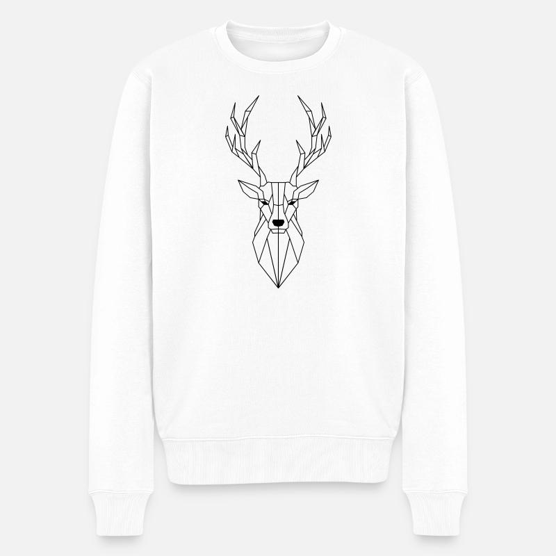 Hirsch Polygon - Männer Premium Bio Pullover - Weiß