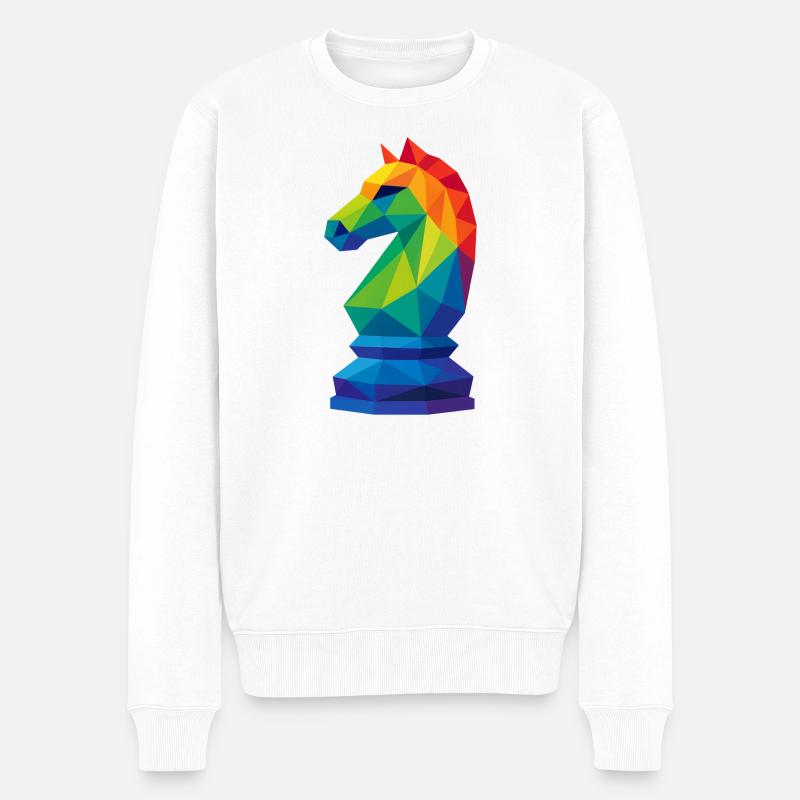 Low-Poly-Reiter: Taktische Meisterschaft - Männer Premium Bio Pullover - Weiß