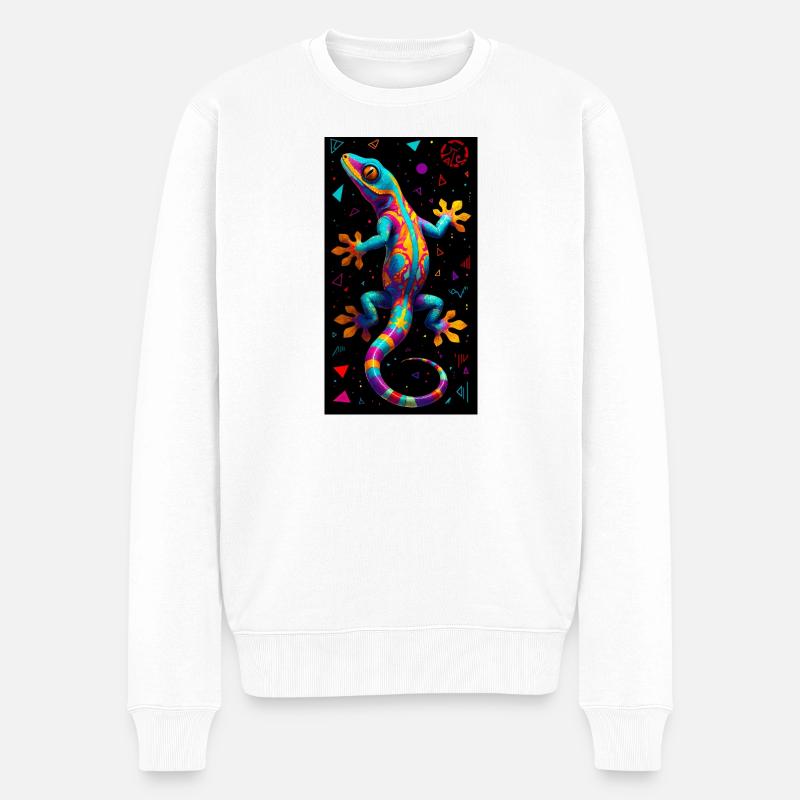 Gecko - Männer Premium Bio Pullover - Weiß