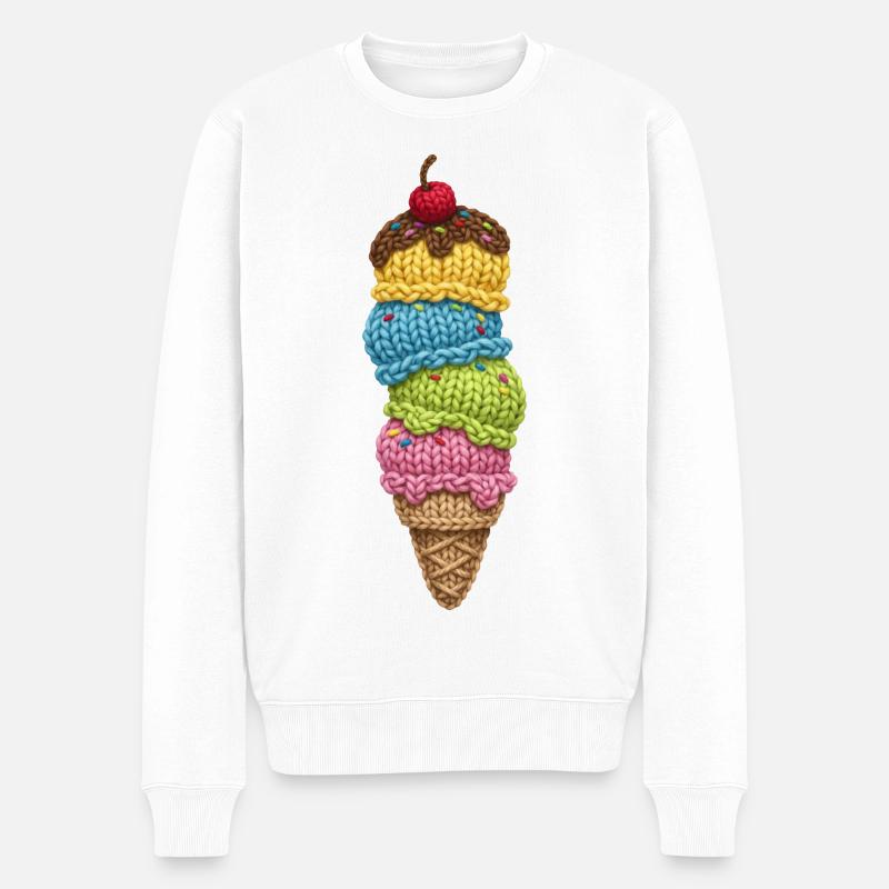Eis - Männer Premium Bio Pullover - Weiß