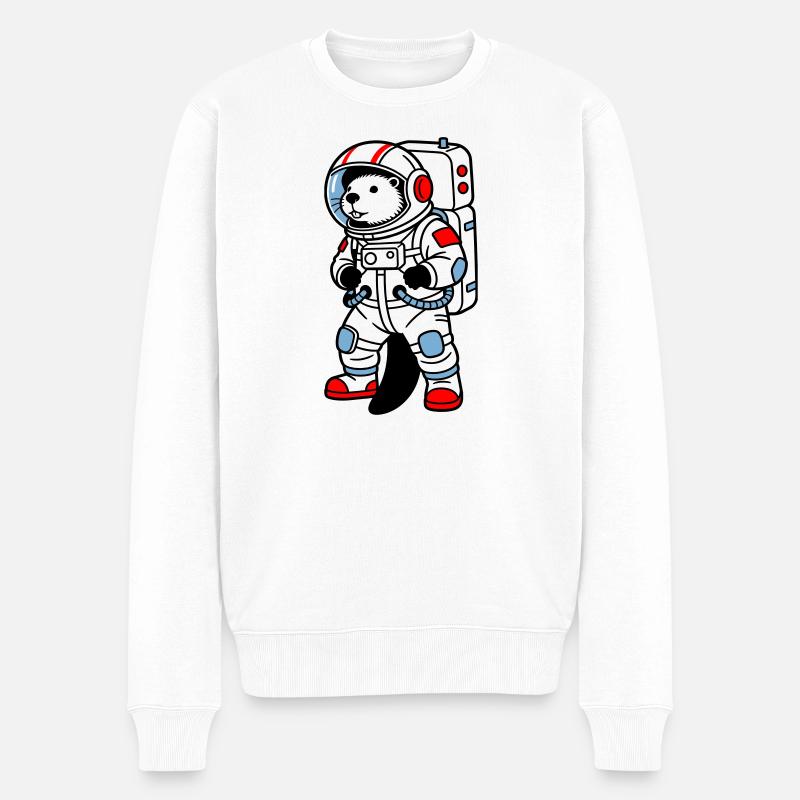 Beaver en combinaison spatiale - Pull Premium bio Homme - blanc