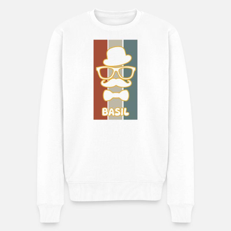 Basil - Männer Premium Bio Pullover - Weiß
