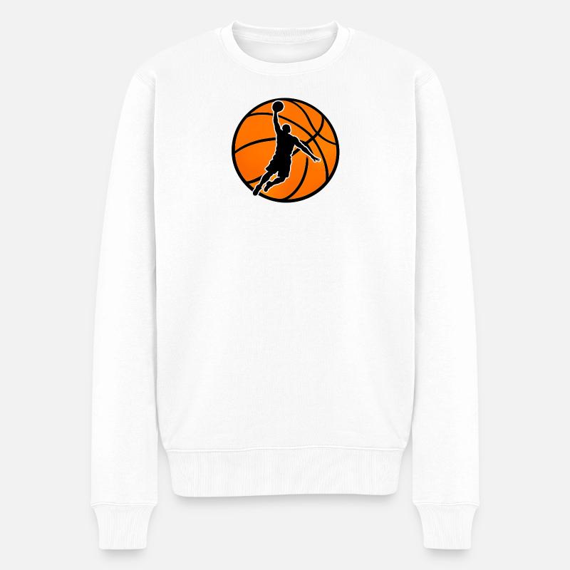 Basketball Power Dunk  - Männer Premium Bio Pullover - Weiß