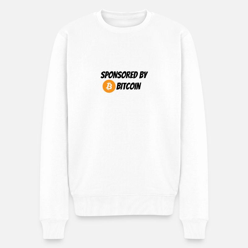 Gesponsert von Bitcoin - Männer Premium Bio Pullover - Weiß