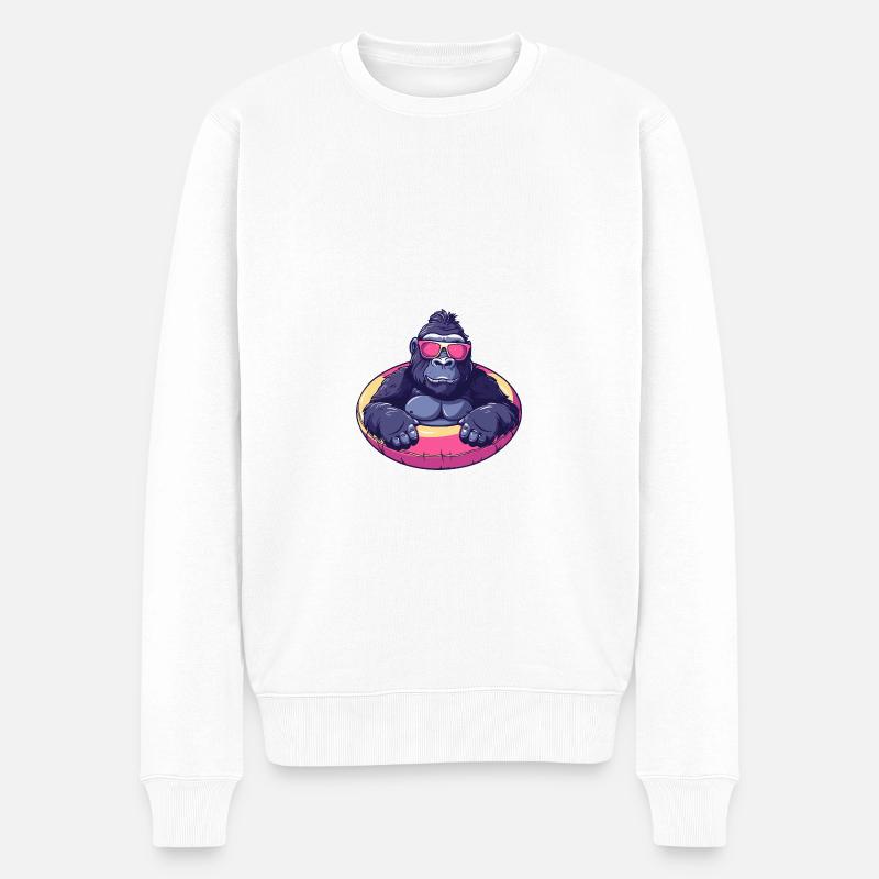 Gorilla Comic Cool - Männer Premium Bio Pullover - Weiß